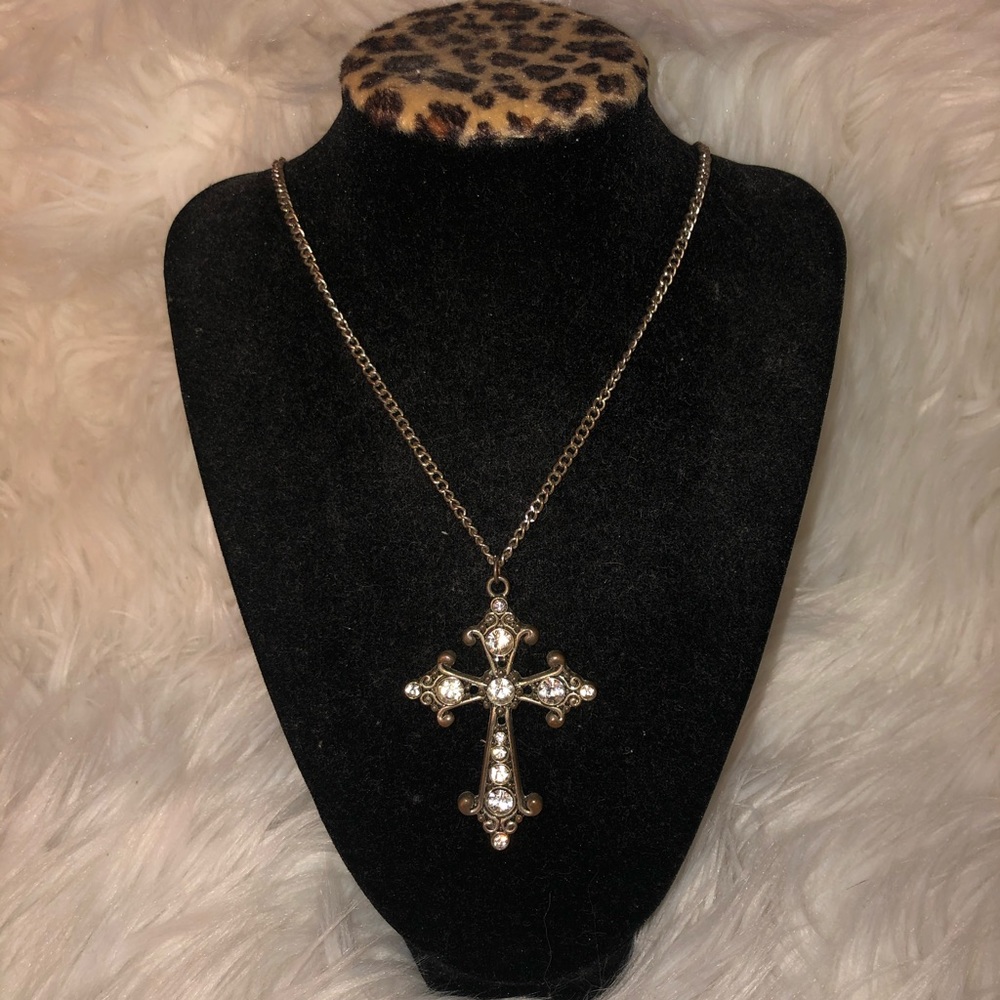 Rhinestone cross necklace